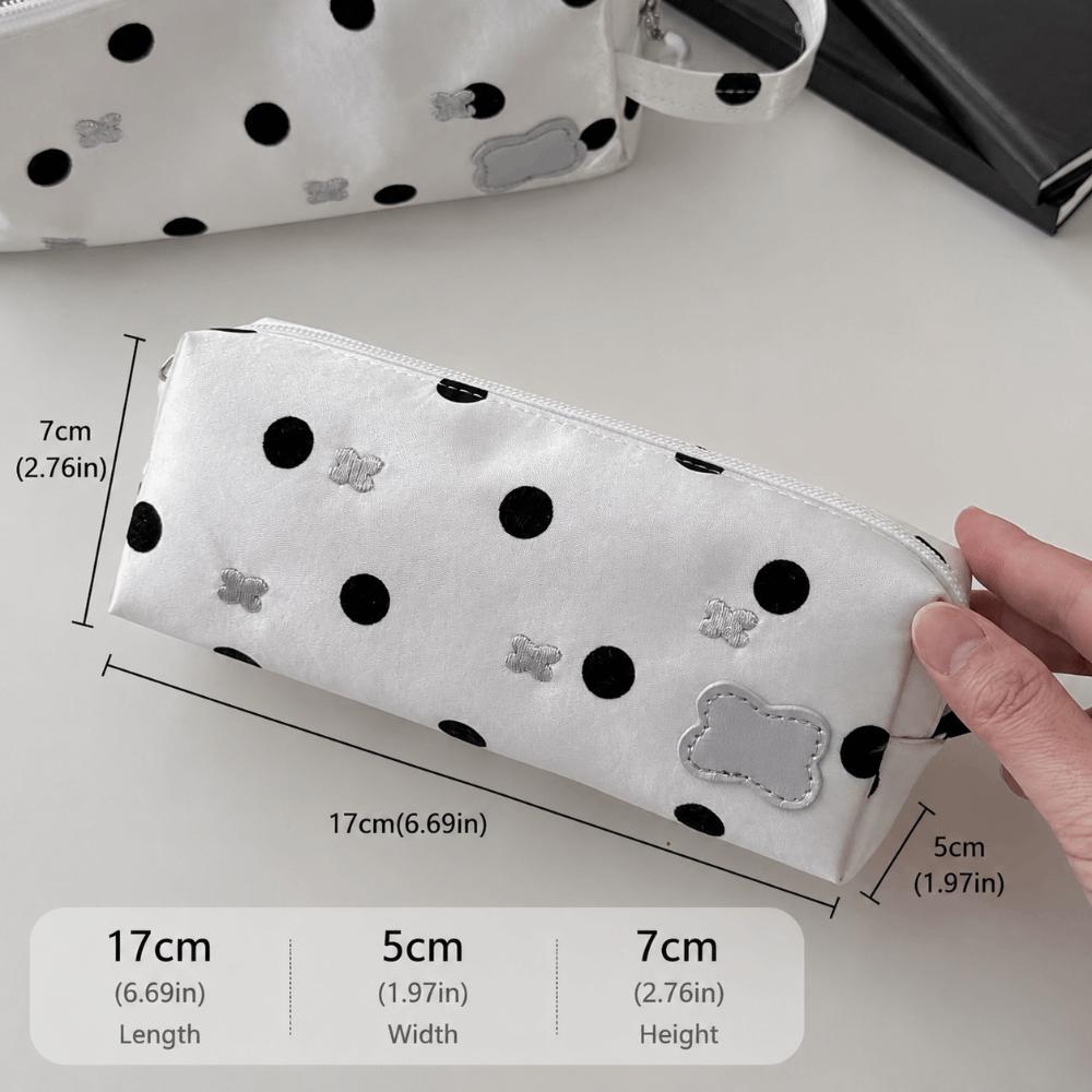 Large Capacity Makeup Bag Polka Dot Print Pencil Case Korean Style Jewelry Pouch  Gift