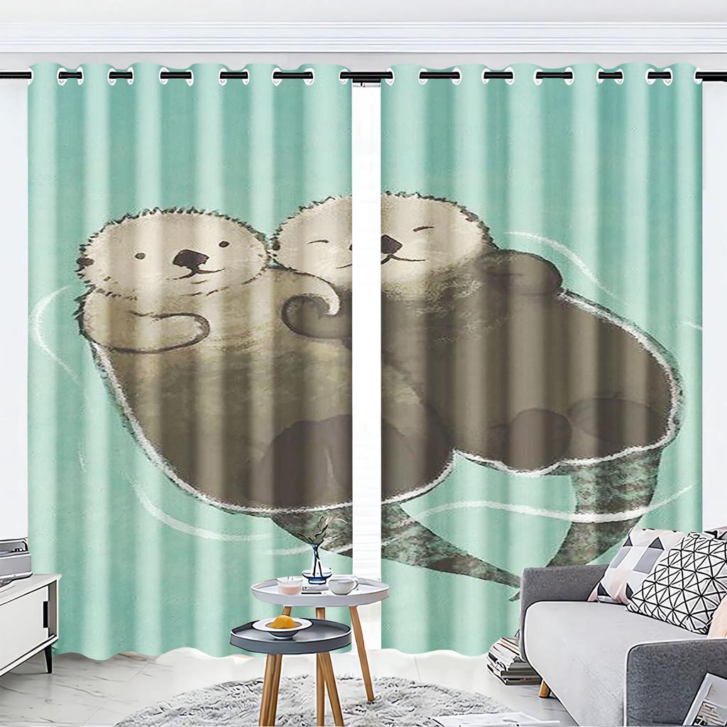 Otter, Animal Anime Printed Curtains For Living Room Home Decor  Blackout Curtains Bedroom Drapes Cartoon Christmas