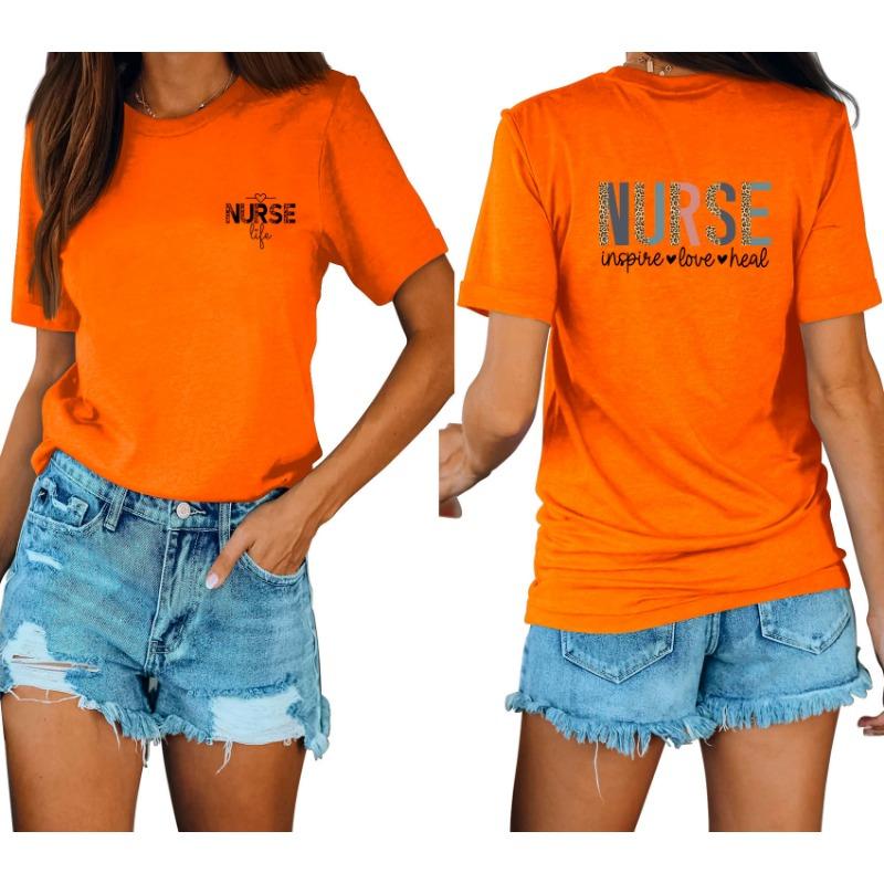 Lässige und modische Damen-T-Shirts mit Krankenschwester-Print, locker, mit Rundhalsausschnitt und kurzen Ärmeln