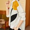 Fashion Printed Shirts Women Patchwork Design Long Sleeve Shirt Casual Loose Oversize Blouse Spring Summer Trend Thin Shirt