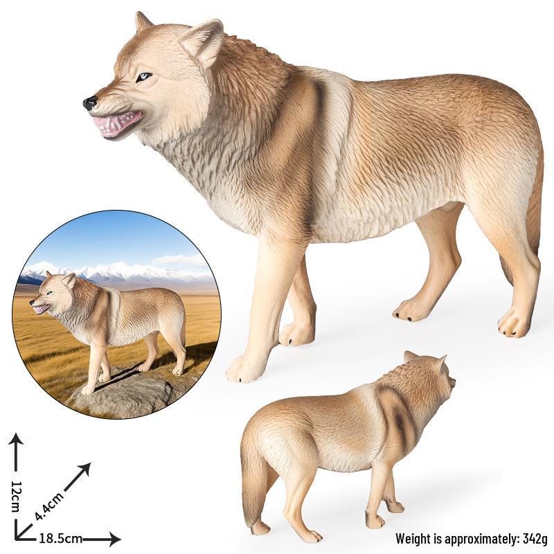 Large Solid Tibetan Gray Wolf Model - Children's Cognitive Toy Ornament