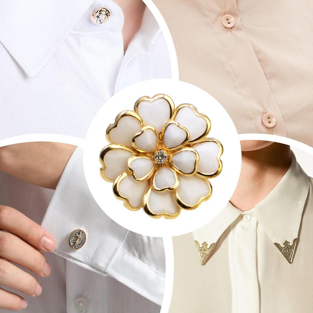 Crystal Flower Button Covers Detachable Clip-On Shirt Coat Decorative Buttons Sewing Button for DIY Blouses Clothing Women Men