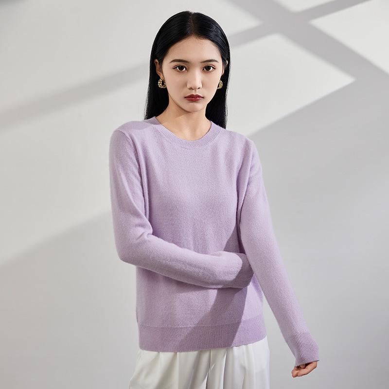 2024 Autumn/Winter Women's Pure Cashmere Round Neck Sweater - Versatile Casual Knit Pullover