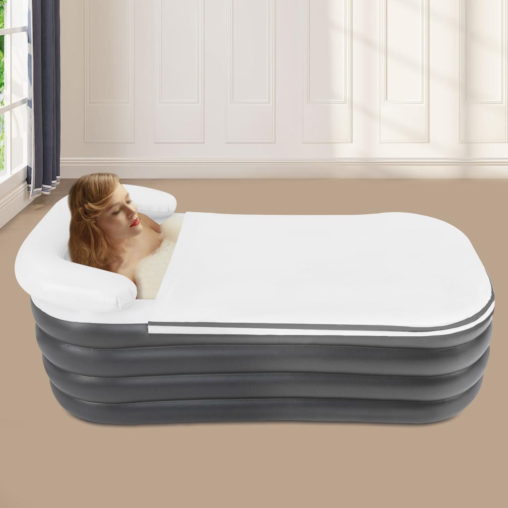 Foldable Portable Inflatable Bathtub, Large Adult Size Tub for Hot and Cold Water Soak, SPA Relaxation With Quick Inflation Pump