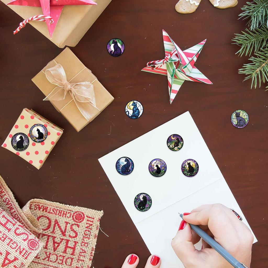 500 Bilder/Rolle Rollenaufkleber Klebeband Katze Mond Handbuch Material Dekorativ Umschlagaufkleber