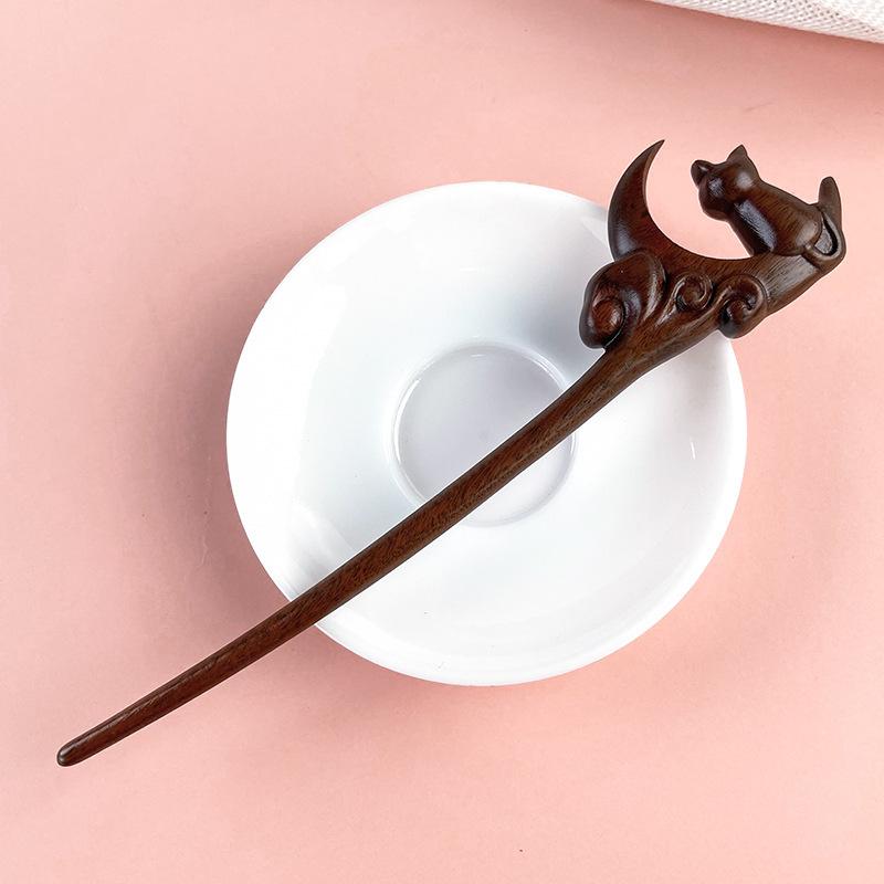 

Милая кошачья U-образная сандаловая заколка для волос, Новая китайская ретро заколка-диск для волос, Аксессуары для ханьфу в древнем стиле, Аксессуары для головы