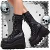 Ladies Goth Platform Boots Fashion Rivet Buckle Punk Wedges High Heels Women's Boots Party Street Cosplay Woman Shoes