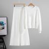 Fashion Autumn New Temperament Hot Diamond Loose Sweater Wide-leg Pants Knitted Two-piece Set for Women