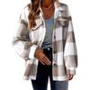 Camicie da donna a quadri spazzolati a maniche lunghe in flanella con revers, abbottonate, con taschino, giacca shacket in flanella, cappotti