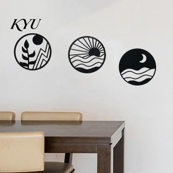 Minimalist Wall Hanging 3Pcs Boho Art Decoration, Vintage Metal Hollow-out Decor, Silhouette Living Room Accent Sculpture, Ornament for Bedroom Office