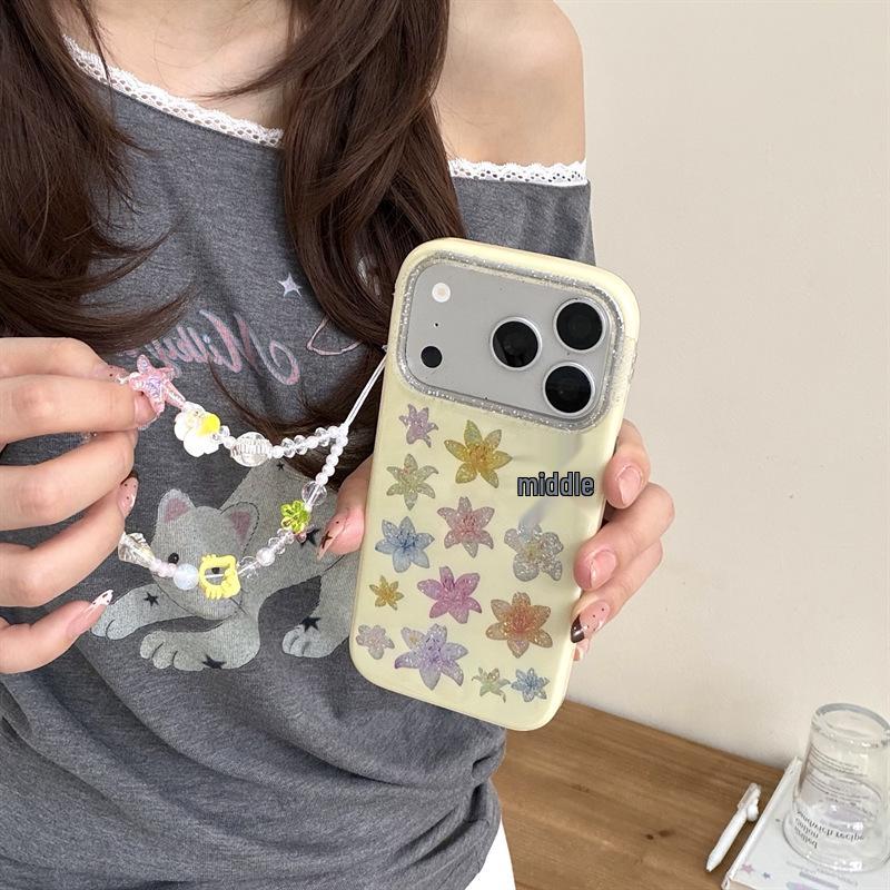 Colorful Glitter Lily Flower Phone Case for iPhone 17, 16 Pro Max, 15, 14 - Women's Minimalist Design