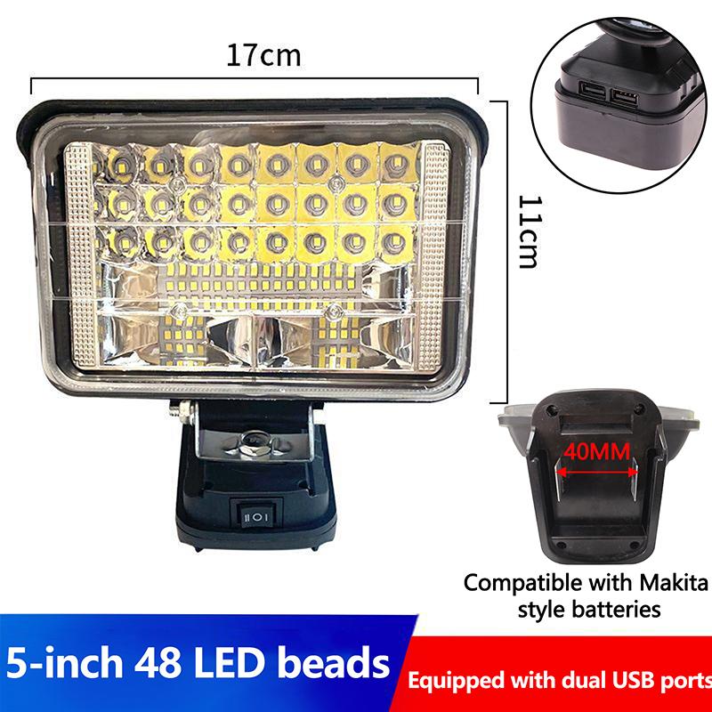 1 Piece Dual Usb Power Bank For Makita Lithium Battery Emergency Lights 2-7Inch Large Lens Car Led Work Lamp Light Torch