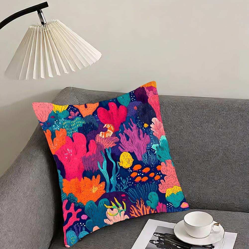 

Marine Life Fashion Cushion Cover Pillowcase Ultra Soft Skin Friendly Fabric Cloud Like Comfort Concealed Zipper 30x30cm