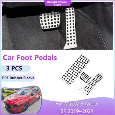Para Mazda 3 Axela BP 2019~2024 Accesorio Cubierta de Gas Acelerador Pedales de Aleación y Piezas de Coche Freno de Combustible de Acero Inoxidable Sin Perforaciones