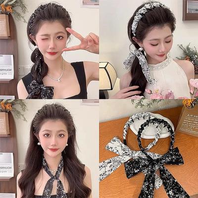 Elegante Blume Welle Haarbänder für Frauen Streamer gebundenes Haar integriertes Stirnband Rutschfeste Kopfbänder Punkt Tourismus Haarreif