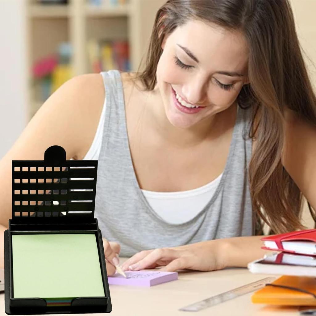 Sticky Note Holder with Five Different Templates & Sticky Notes,Dispenser Applicable Size 3x3 Inches, Sticky Stencil & Holder Suitable for Home or