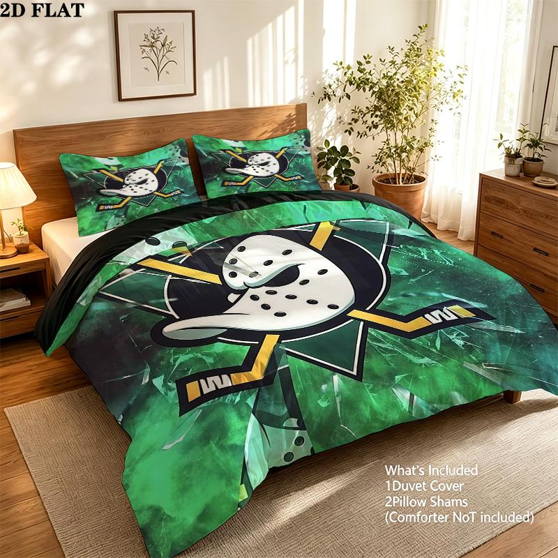 Mighty Ducks Pattern Bedding Quilt Set  Home Decoration  Gift (1 * duvet cover + 2 * pillowcase  without core)