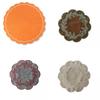 Embroidered Fabric Round Placemat With Oilresistant Surface For Kitchen Use