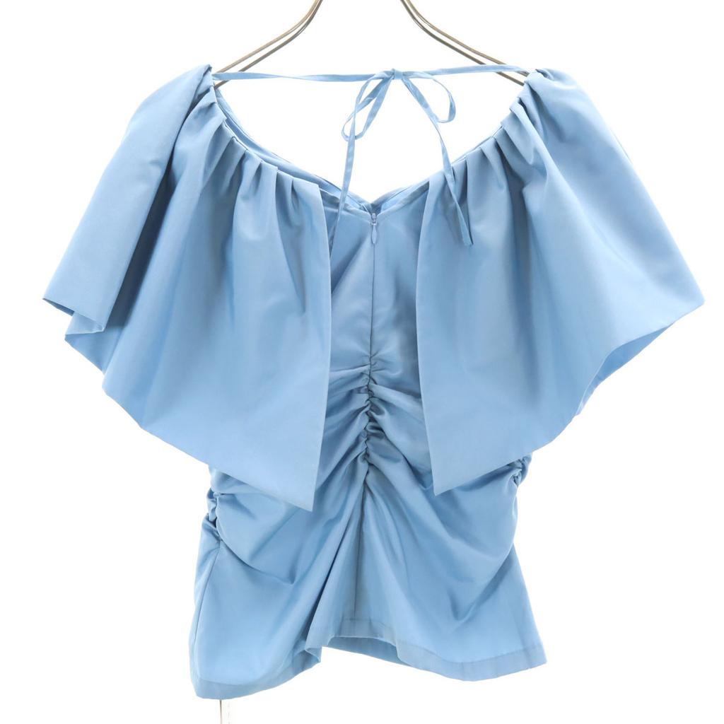 Unused FRAY I.D No Sleeve Big Collar Frill Blouse Blue Women Used
