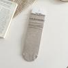 Female Spring and Autumn Solid Color Double Wood Ear Edge In The Tube Pile Pile Cotton Socks
