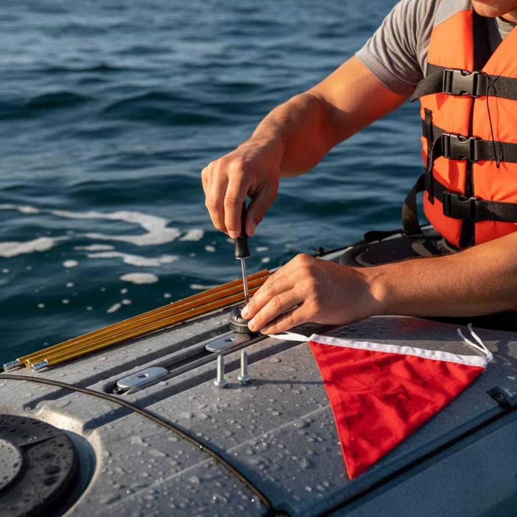 Kayak Safety Flag Kit Collapsible Secure for Kayaking, Boaters