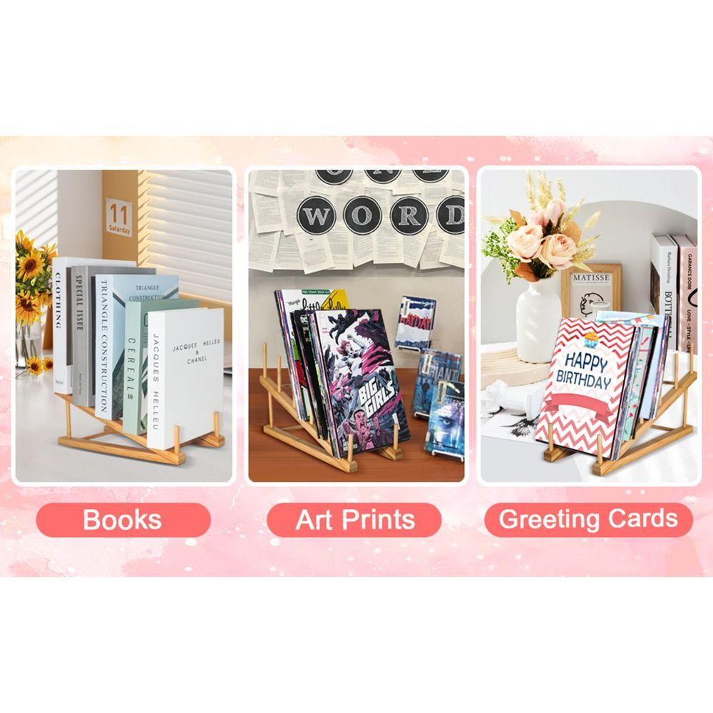 Ladder Type Pot Lid Holder Drying Book Display Stand Bamboo Dish Rack  for Plate/ Bowl/ Cup