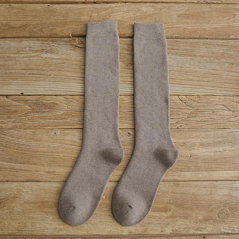 Women's Solid Color Thick Winter Knee-High Cotton Socks