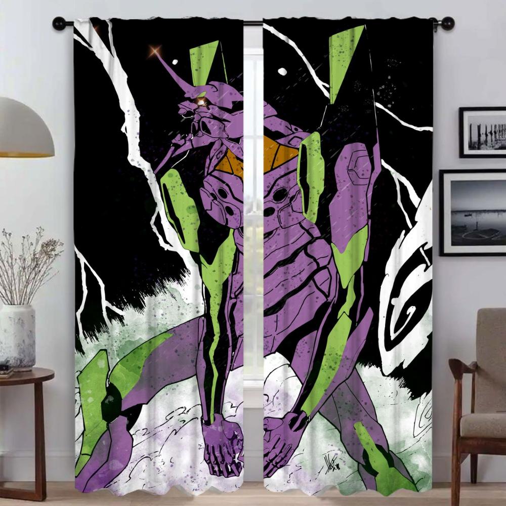 Set Of 2 Elegant Curtains Evvangelionn Partition Halloween Decoration Shades Kitchen Living Room Curtain Light Blocking For Sitting Made Polyester