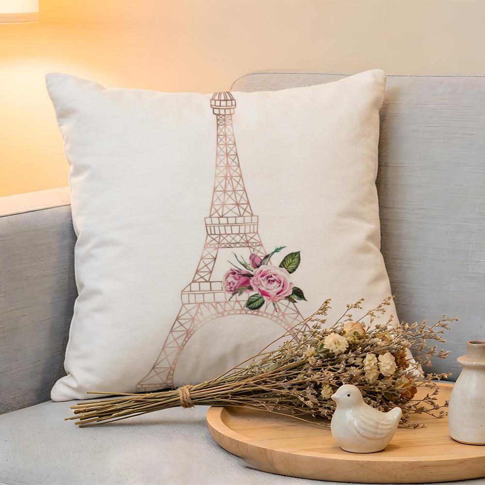 Cushion Cover  Linen  SkinFriendly Soft Decorative Case For Sofa Home Decor Classic France Eiffel Tower Pillow cover