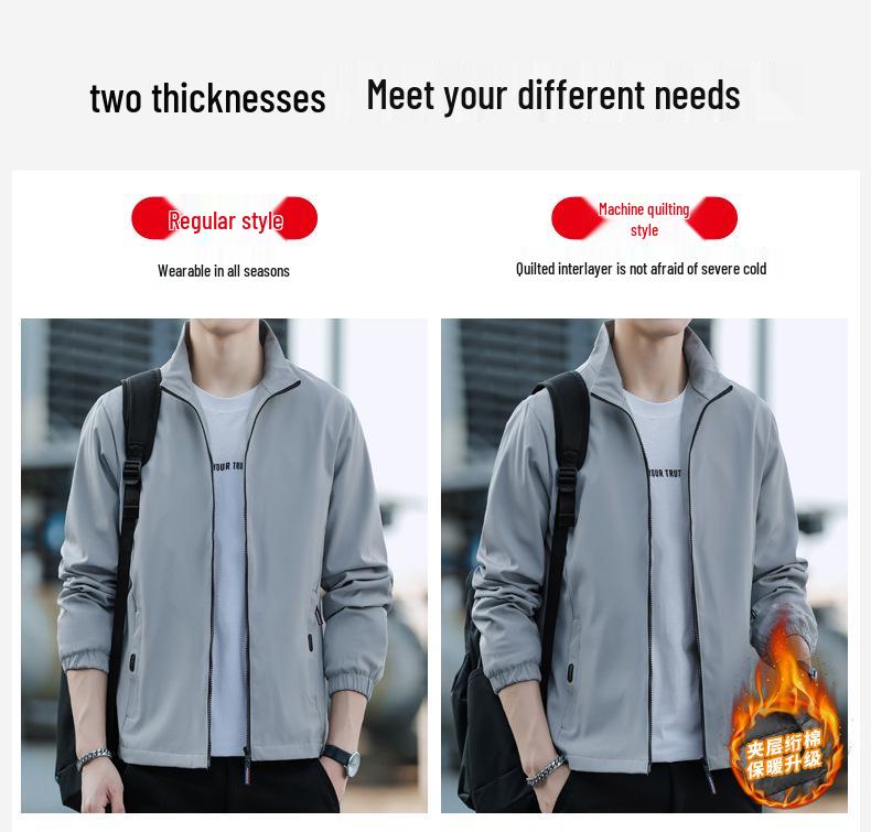 Men's 2025 Trendy Loose Fit Stand Collar Jacket - Simple Business Casual for Spring and Autumn