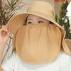Adjustable Sunshade Shawl Cap Face Cover Picking Tea Hat Sun Hat Shawl Mask Hat  Women