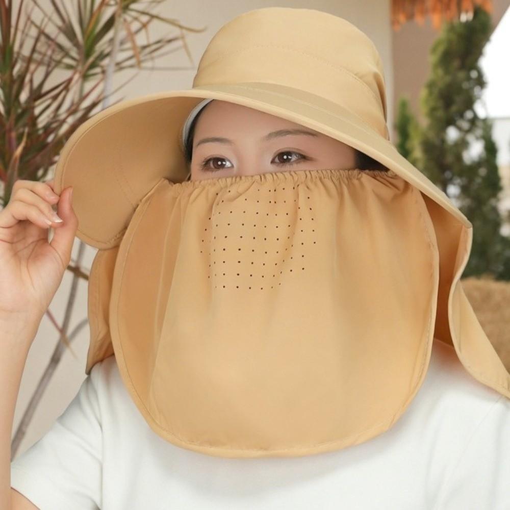 Adjustable Sunshade Shawl Cap Face Cover Picking Tea Hat Sun Hat Shawl Mask Hat  Women