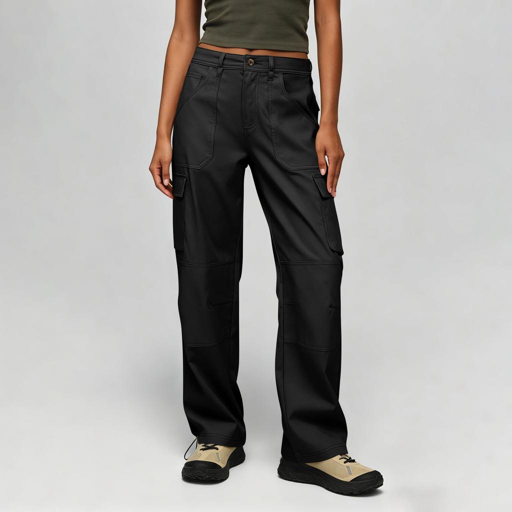 Damen Utility Cargo-Hose mit Reißverschluss Mehrere Taschen Strapazierfähige Nähte Outdoor-Wander-Arbeitskleidung Hosen
