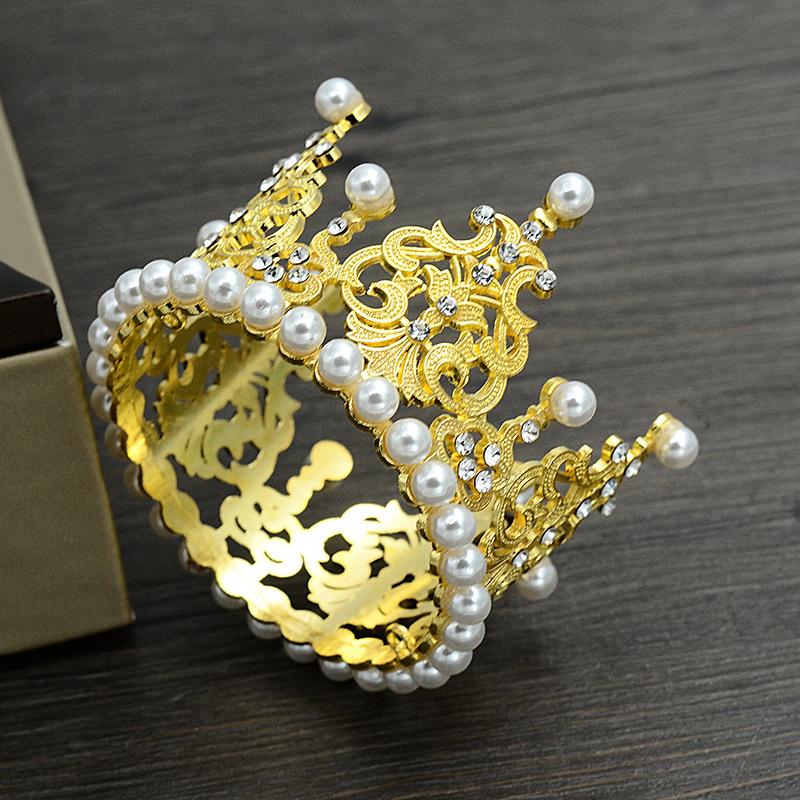 Korean Style Children's Crown Headband, Cake Baking Decoration, Round Crown Headband, Bridal Accessories, Rhinestone Crown Jewelry