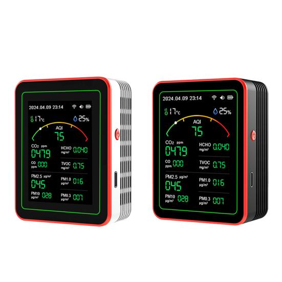 15-in-1 Air Quality Monitor Large Screen Indoor CO/CO2/HCHO/TVOC/AQI/PM0.3/PM1.0/PM2.5/PM10/Thermometer Humidity Monitor