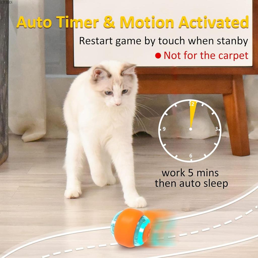 ATUBAN Moving Cat Toy Ball,Motion Activated Cat Toy for Indoor Cat,Interactive Cat Ball,Smart Cat Toy for Exercise Entertainment