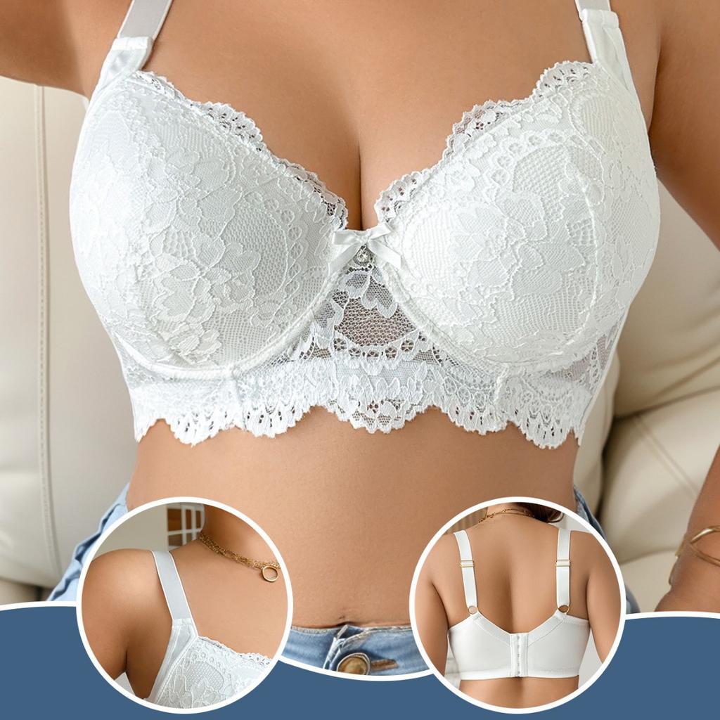 Oversized Pure Desire Embroidered Lace Bra Lifting Slimming U-Back Gathered Push-Up Bra