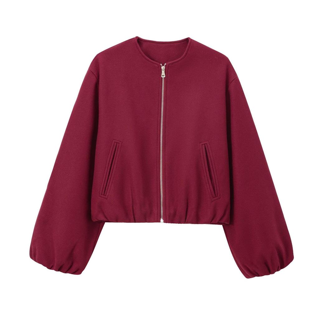 Oversized Soft Bomber Jacket for Women, Long Sleeve Coat, Front Zipper, Female Outerwear, Chic Tops, Fashion