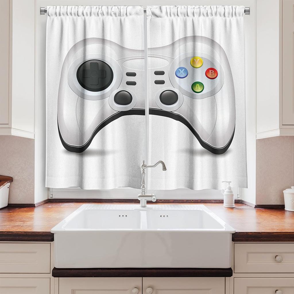 Lunarable Owl Kitchen Curtains Birds of Woodlands Perching on Tree Branches Animals with Swirls and Flower Designs Window Drap