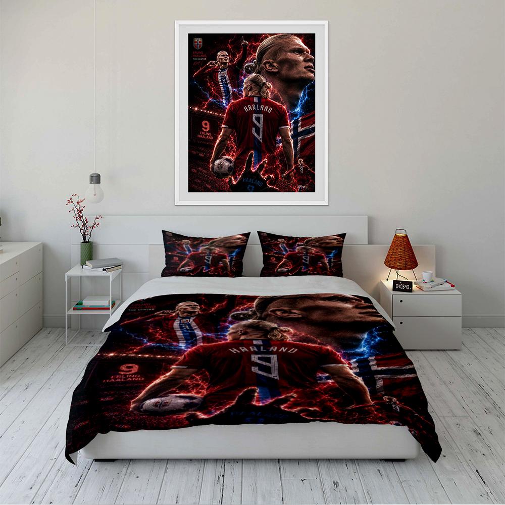 Soccer Player Print Bedding Set Bedding set (1 duvet cover, 2 pillowcases, duvet not included)