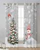 Weihnachtsbaum Schneemann Schneeflocke Grau Transparente Vorhänge zur Wohnzimmerdekoration Fenstervorhänge Küche Tüll Voile Vorhänge