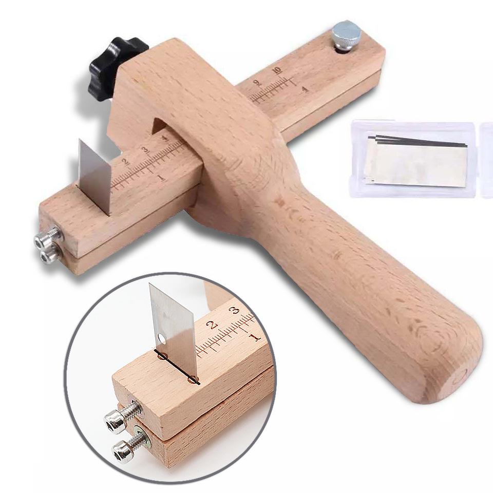 Adjustable Wooden Leather Strap Cutter - DIY Handmade Leather Goods Tool