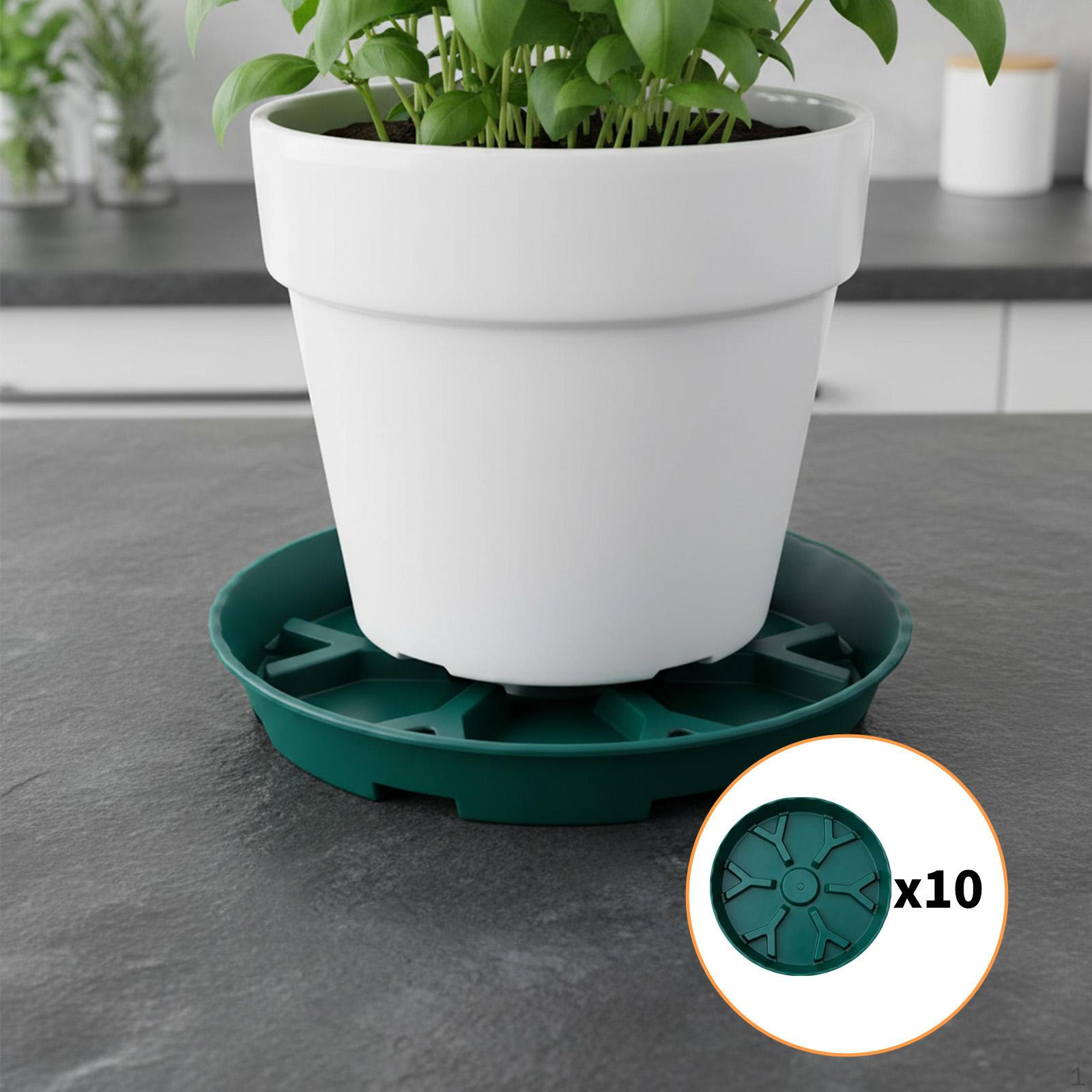

10 Breathable, Stable And Portable Plant Pot Saucers Made of Thickened Sheet Steel (21.5 Cm), Ideal зелёный