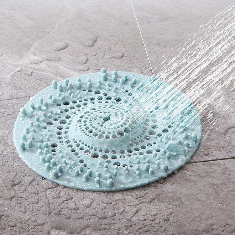 

Plastic Anti-Clog Floor Drain Cover: Bathroom Hair Filter & Odor-Seal Plug темно-сірий