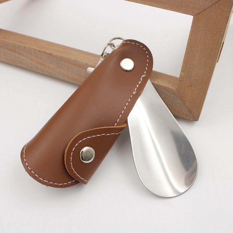 Japan and South Korea Metal Leather Shoehorn Portable Unisex Shoe Lifter Hanging Deduction Shoehorn for Keychain