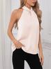 Elegant Women's Sleeveless Satin Twist Front Keyhole Shirt 2025