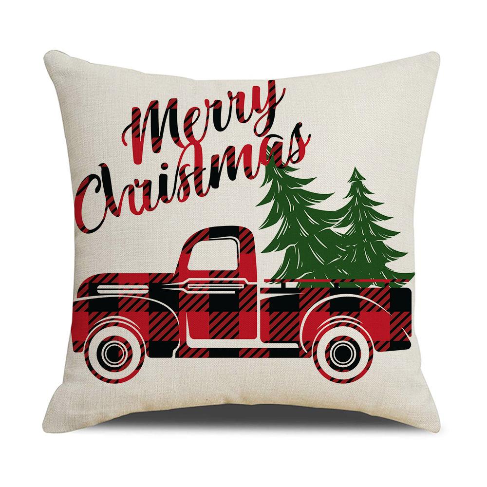 Red Plaid Christmas Linen Pillow Cover New Home Sofa Cushion Cover Cushion Cover