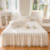 100% Cotton Princess Lace Bed Skirt + 2 Piece Pillowcases Bedding Bedspreads Sheet Pink Lace Bedding Set Bed For Girl Bed Cover