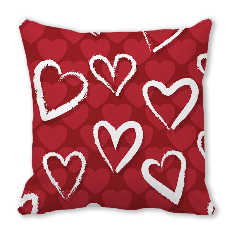 Red Heart Valentine's Day Digital printing short plush pillow covers decorative for car sofa office cushion cover home goods