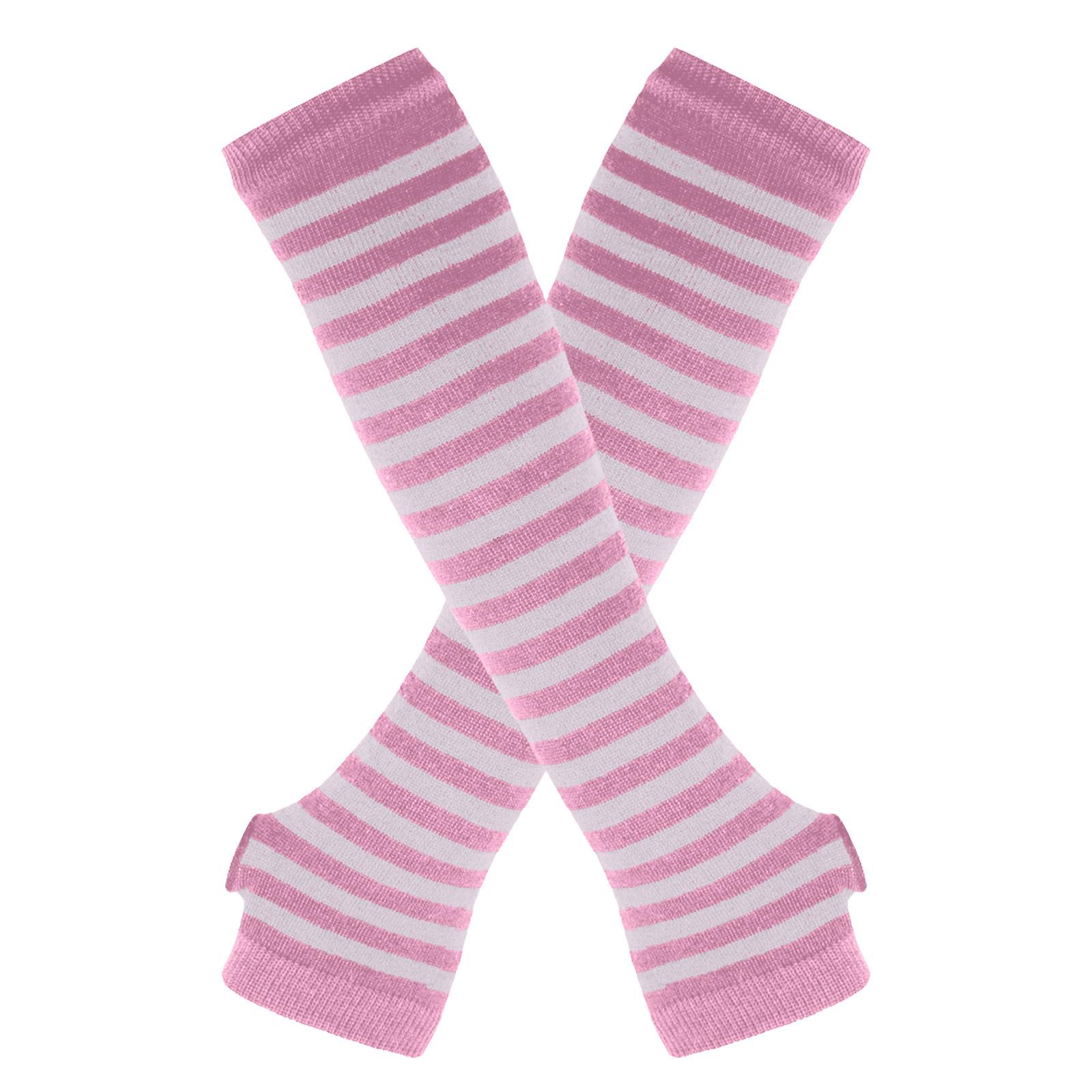 

Модные теплые длинные перчатки, нарукавники, в полоску, открытый хлопок, длинный чехол на запястье One Size розовый